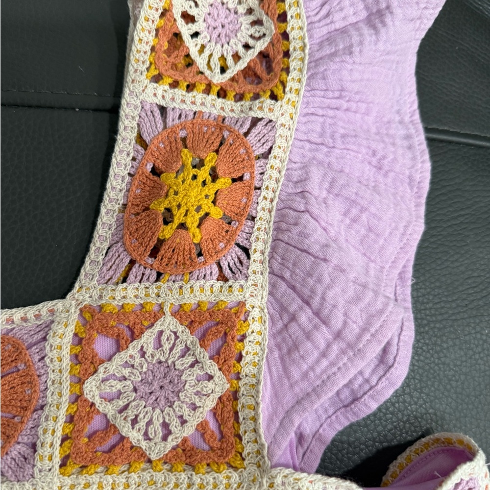 Vibrant Patchwork Crochet Blouse - image 3